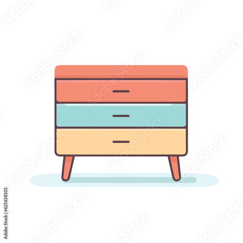 Vector of a symmetrical chest of drawers with six drawers in total