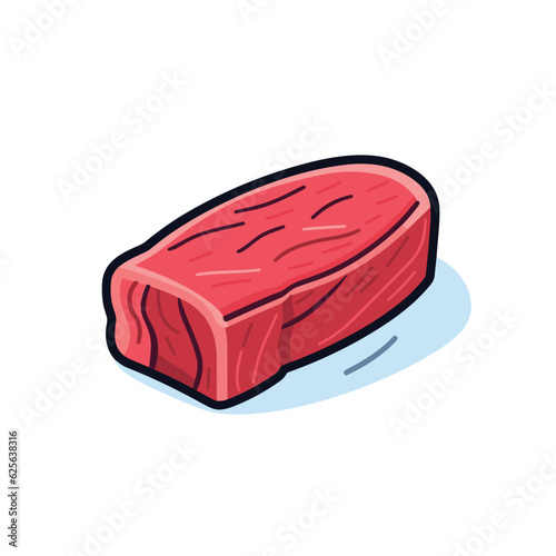 Vector of a raw steak on a clean white surface