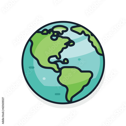 Vector of a flat representation of the Earth in green and blue on a white background