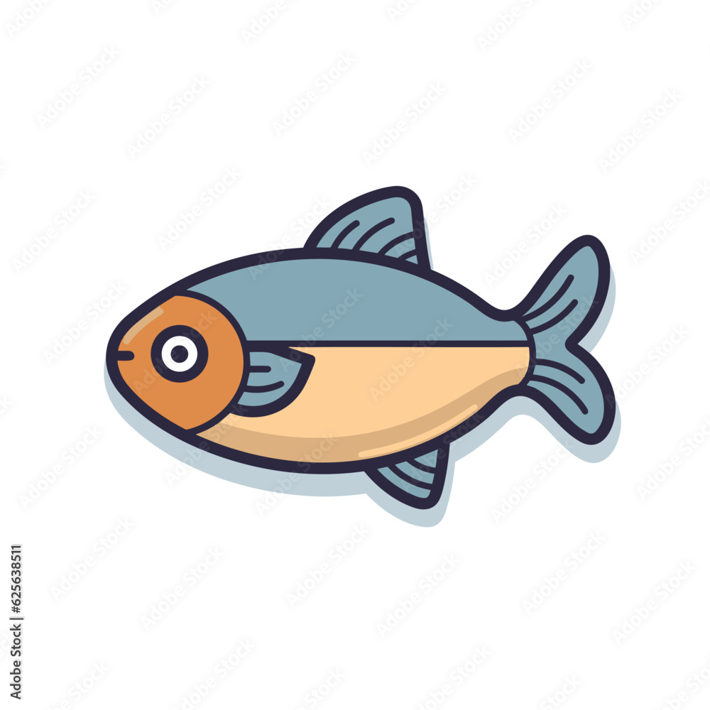 Vector of a flatfish with a long tail swimming in the ocean Vector of a flatfish with a long tail swimming in the ocean