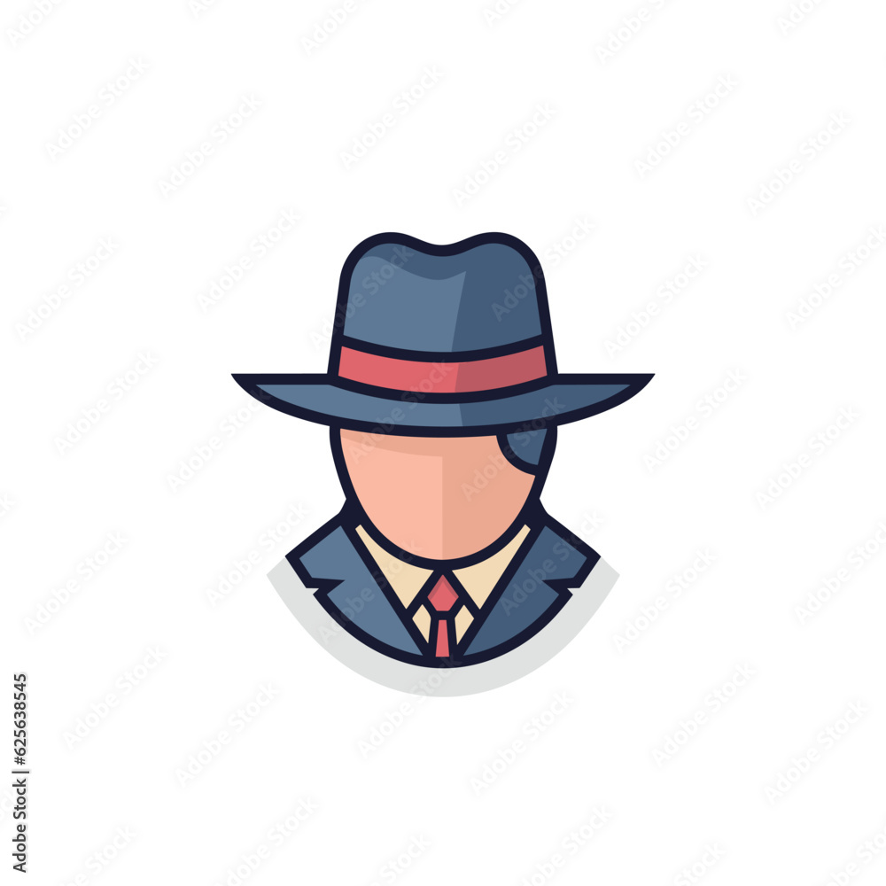 Vector of a well dressed man in a hat and tie against a plain background