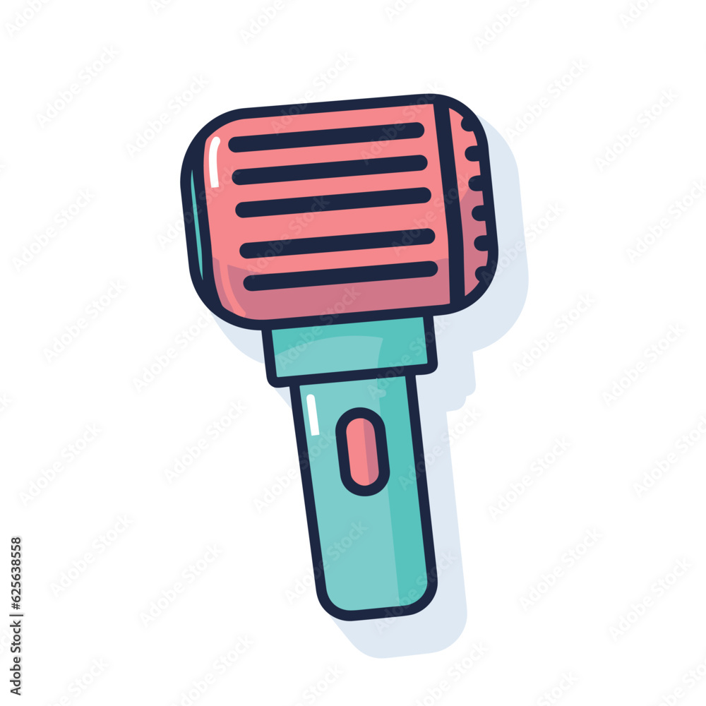 Vector of a flat pink and green hair dryer on a white background