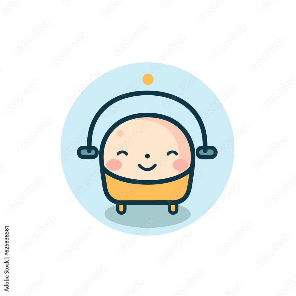Vector of a flat cartoon character wearing headphones Vector of a flat cartoon character wearing headphones