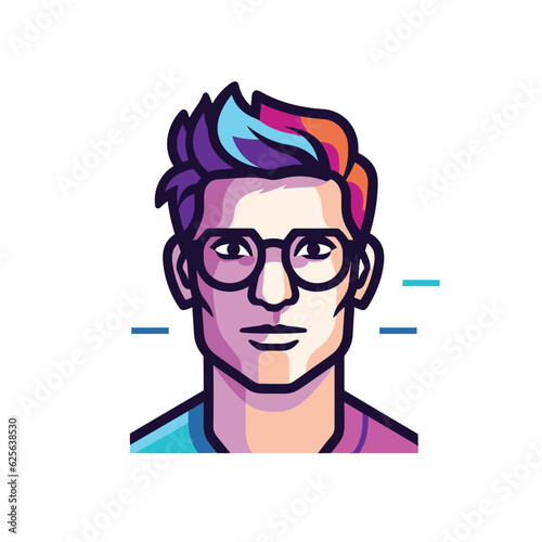 Wallpaper Mural Vector of a man with glasses and a colorful rainbow mohawk hairstyle Torontodigital.ca