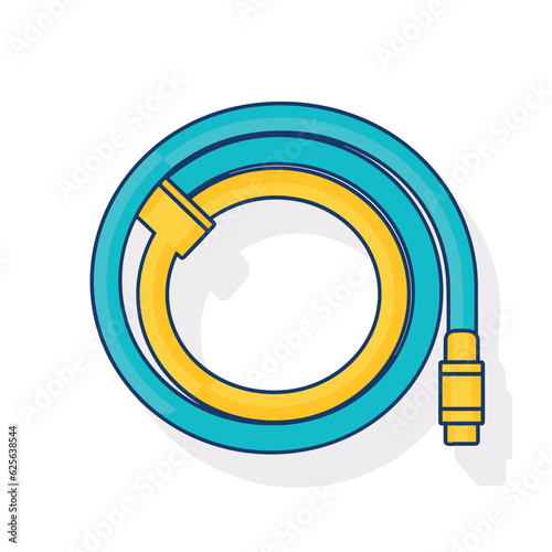Vector of a flat blue and yellow hose connected together in a straight line