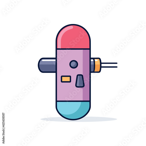 Vector of a colorful tube with a protruding yellow one on a flat surface