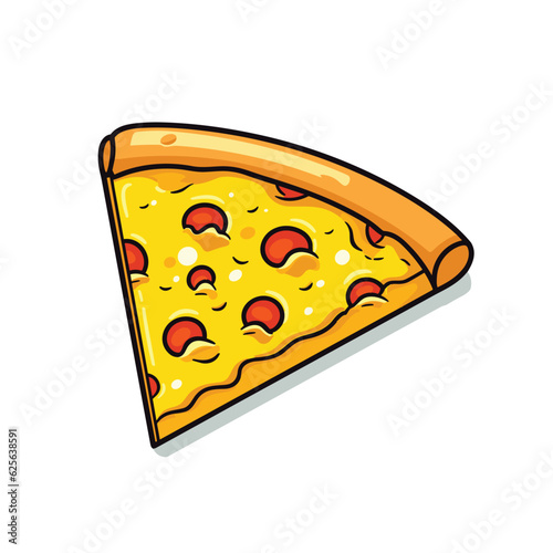 Vector of a delicious slice of flat pizza on a clean white background