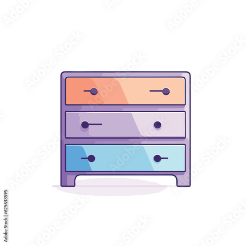 Vector of a modern dresser with two drawers in a stylish purple and blue color scheme photo