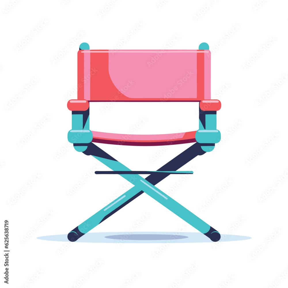 Flat vector icon a modern pink and blue chair with a sleek blue frame Flat vector icon a modern pink and blue chair with a sleek blue frame
