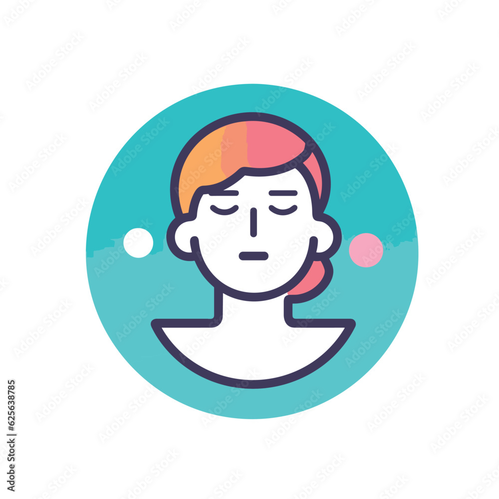 Flat vector icon a woman face in a blue circle, a simple and modern vector icon Flat vector icon a woman face in a blue circle, a simple and modern vector icon