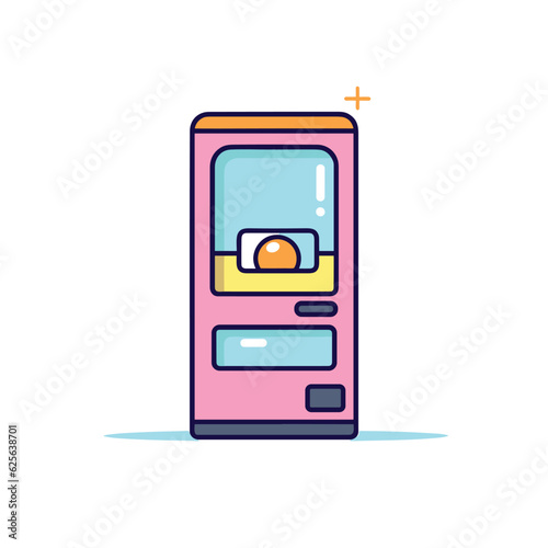 Vector of a pink vending machine with an orange ball inside