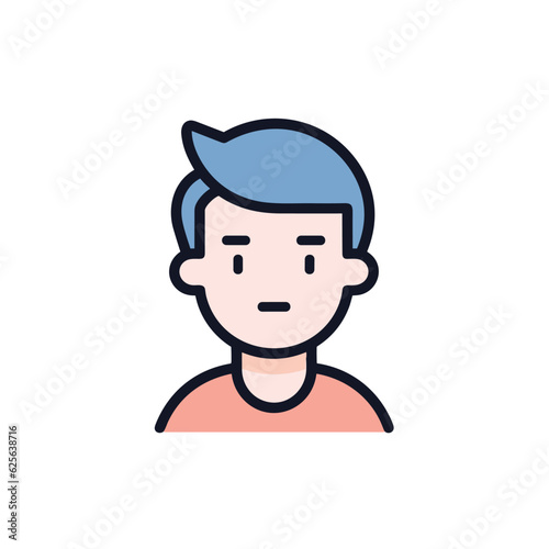 Flat vector icon a man with a vibrant blue mohawk hairstyle