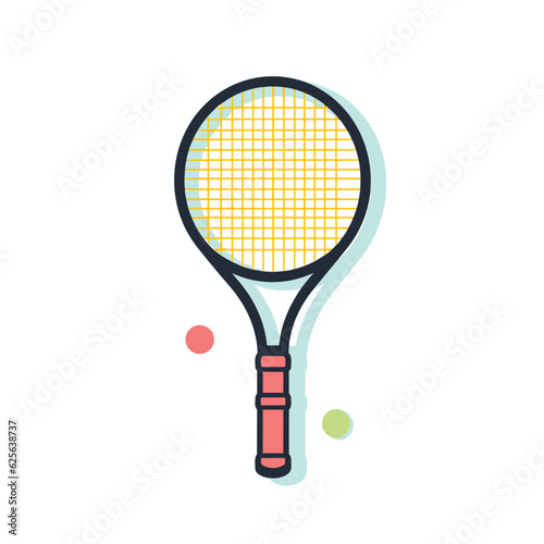 Flat vector icon a tennis racket with a tennis ball on it   vector icon in a flat design style