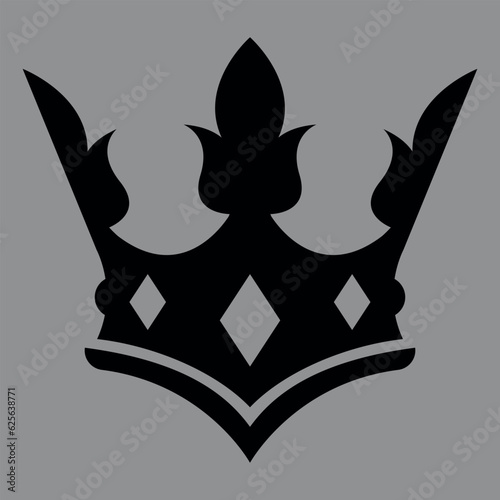 Flat illustration of the crown. Black vector on gray background © Dima