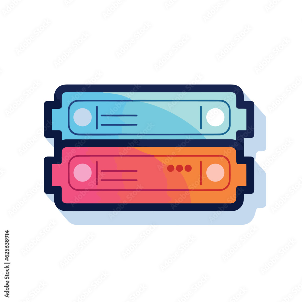 Flat vector icon stacked cassette tapes in a minimalist style Flat vector icon stacked cassette tapes in a minimalist style