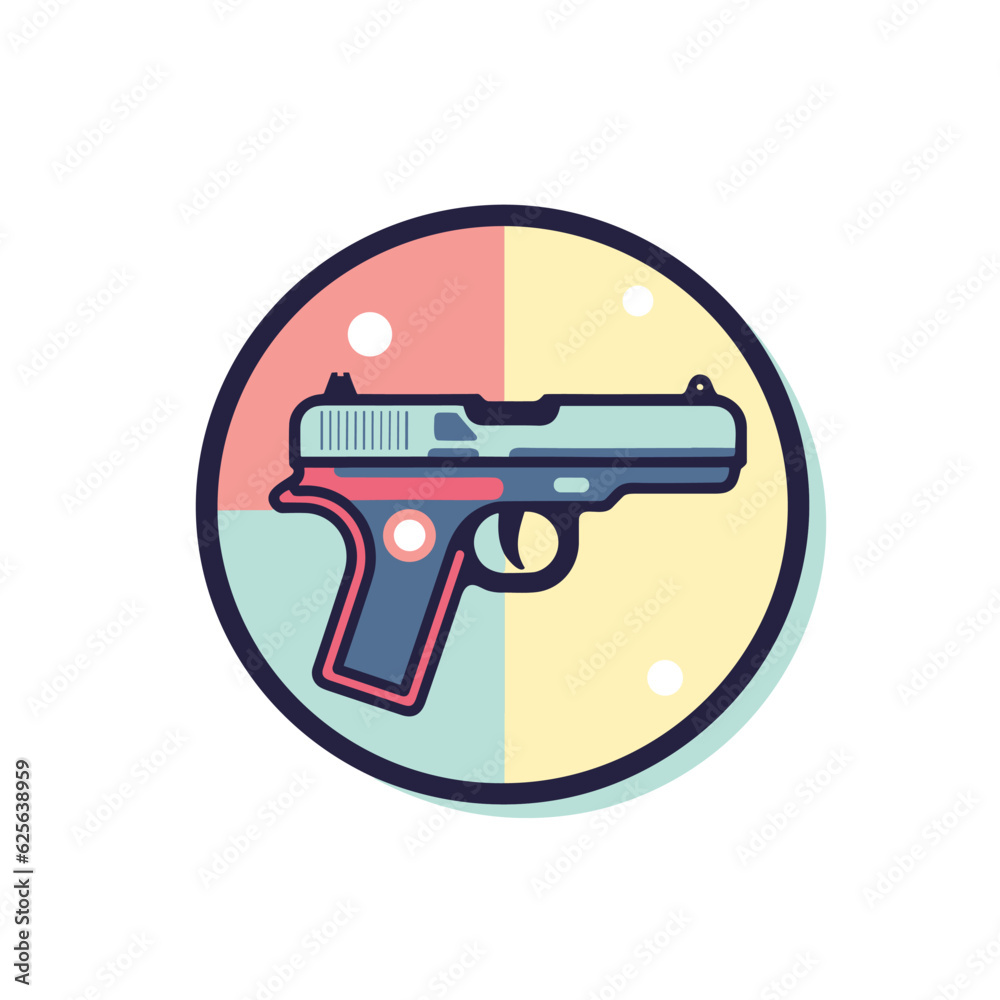 Flat vector icon a flat vector icon of a gun in a circle with two colors Flat vector icon a flat vector icon of a gun in a circle with two colors