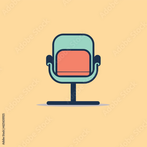 Flat vector icon a minimalist chair with a vibrant red seat against a bold yellow backdrop