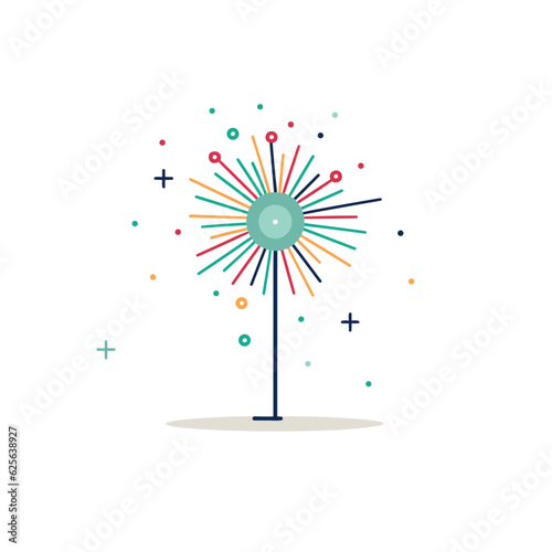 Flat vector icon a vibrant fireworks display against a clean white backdrop