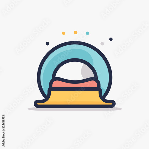 Flat vector icon a cozy cat bed with a contented feline enjoying a nap