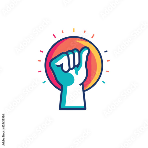 Flat vector icon a raised fist in a powerful and impactful gesture