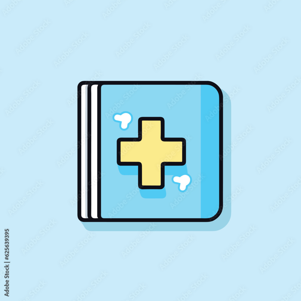 Flat vector icon an open book with a star symbol on the cover