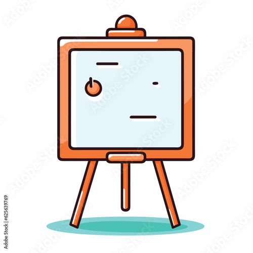 Vector flat icon of a sad face drawn on a white drawing board