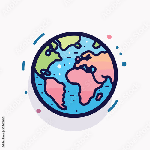 Vector flat icon of a flat earth icon casting a long shadow