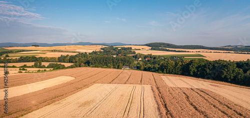 Landscape of agricultural fields before harvest in Lower Silesia, Poland