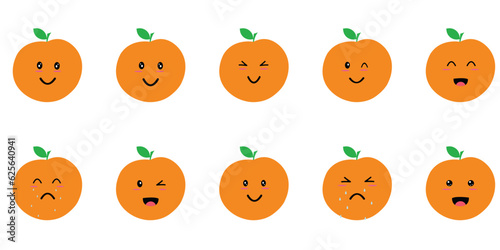 Fototapeta Naklejka Na Ścianę i Meble -  Cute Orange Illustration Set