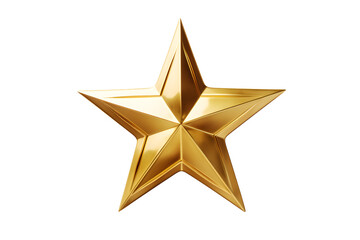 Golden five-pointed star on a transparent background. png file. Generative AI