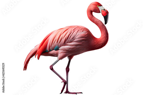 Tablou canvas Standing flamingo on a transparent background