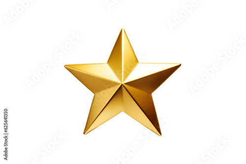 Golden five-pointed star on a transparent background. png file. Generative AI
