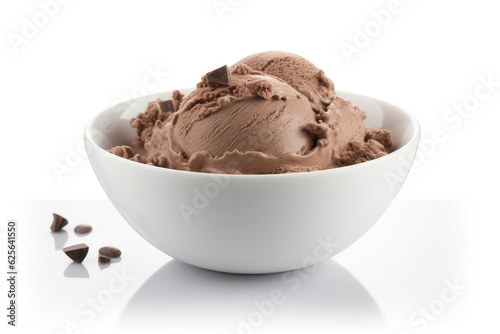 Sumptuous Chocolate Ice Cream on White Background. Generative AI