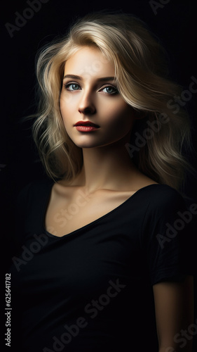 Elegant Blonde Model Striking a Pose in Black