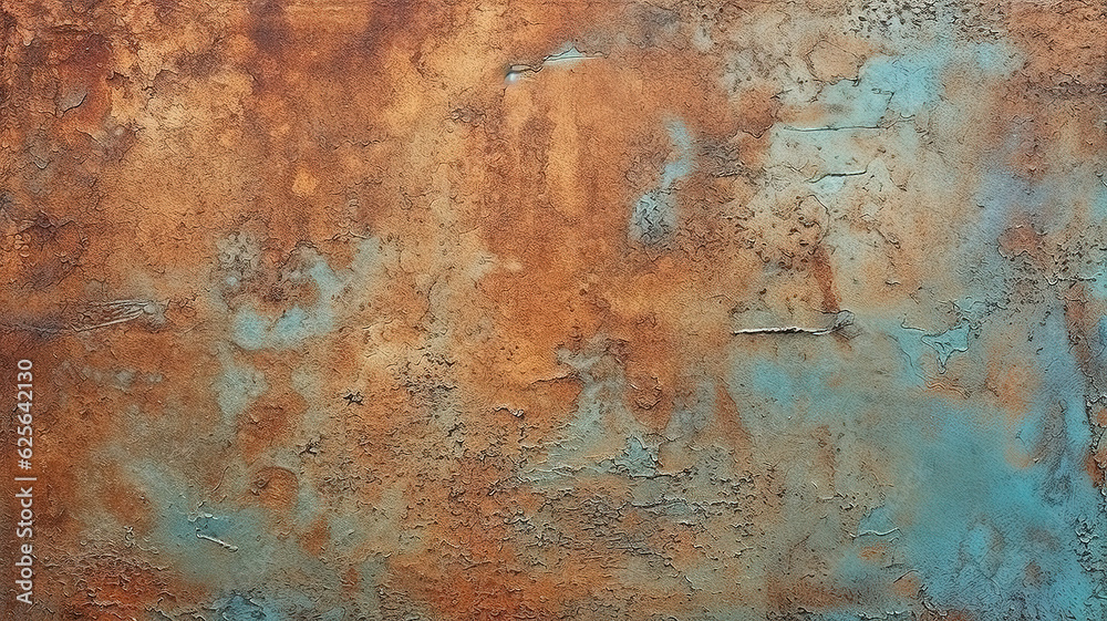 Seamless rusted copper metal patina texture background. Generative Ai
