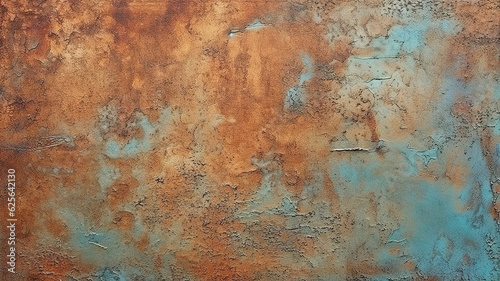 Seamless rusted copper metal patina texture background. Generative Ai