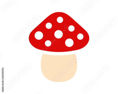 Mushroom icon. Amanita muscaria. Fly agaric. Red flat mushrom illustration.