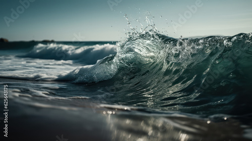 Ocean water background. Huge waves with reflection © Matthew