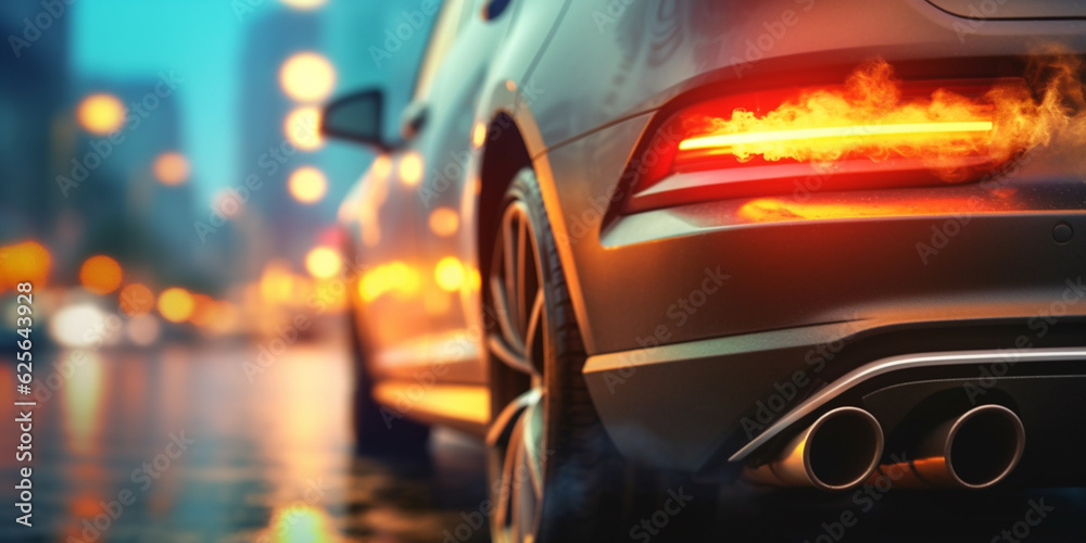 Cityscape Glow: A Glimpse of Car Taillights in Urban Setting AI generated Cityscape Glow: A Glimpse of Car Taillights in Urban Setting AI generated