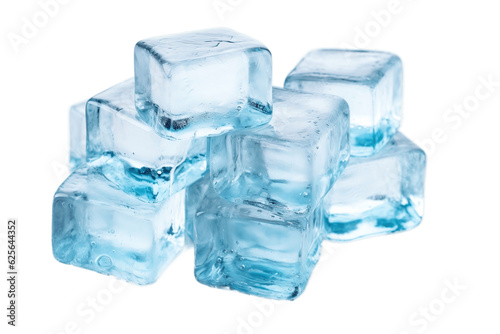Ice Cubes Isolated on Transparent Background. AI
