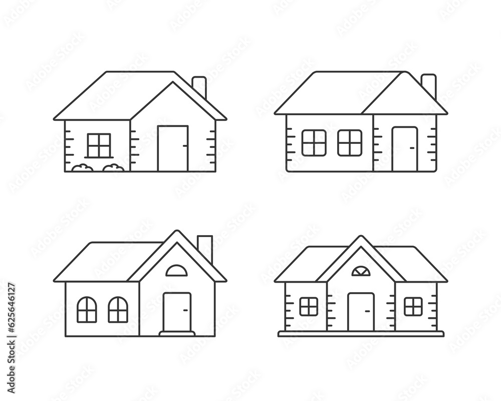 Four house line icons, vector eps10 illustration Four house line icons, vector eps10 illustration