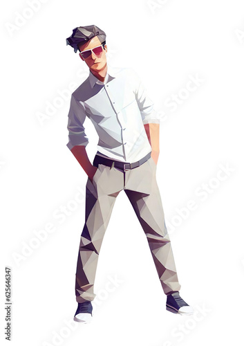 Fashion model man poses, illustration, isolated on white or transparent. Generative AI © RisingSun