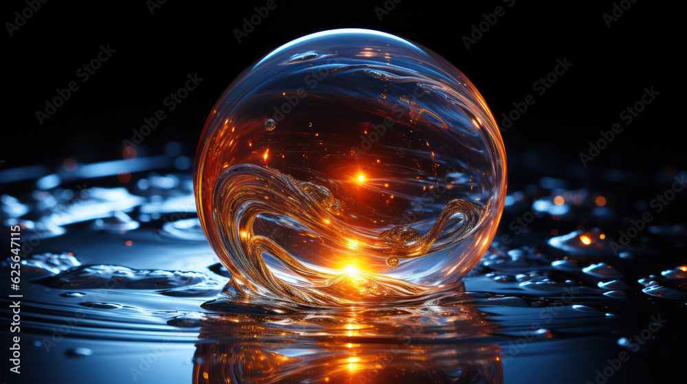 Energies Unveiled: Capturing Energy in a Crystal Ball. Generative AI - obrazy, fototapety, plakaty 