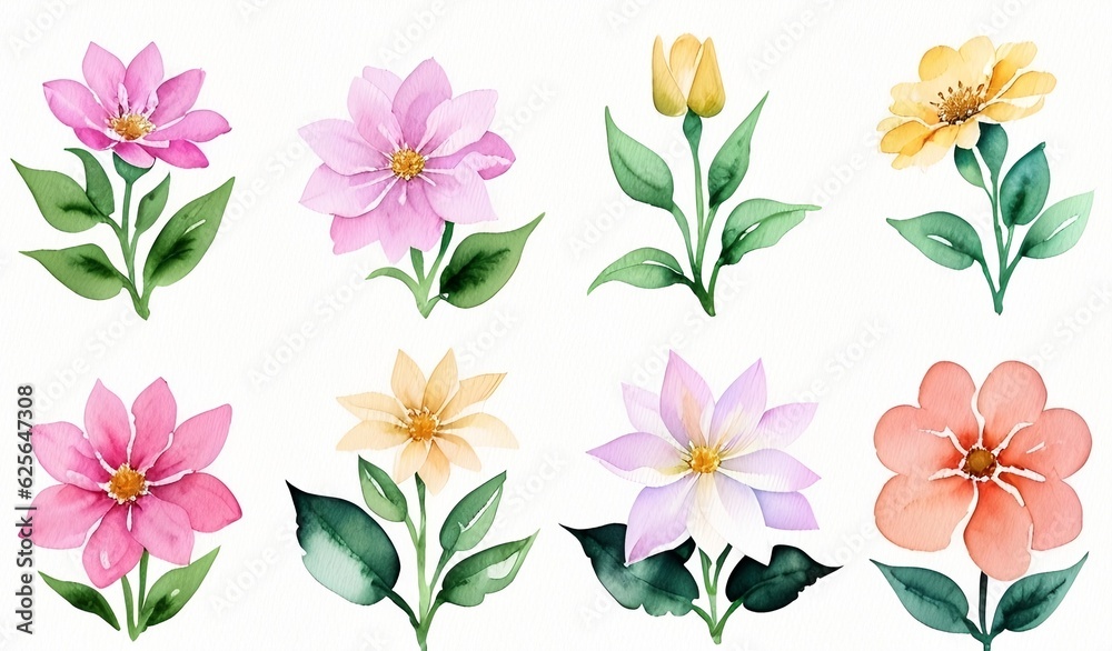 Flowers watercolors, generative ai