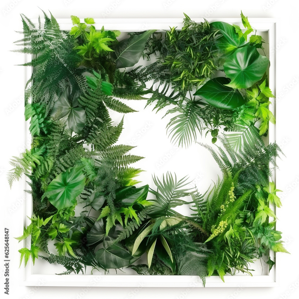 ai generated illustration Tropical green leaves for decoration of art frame ai generated illustration Tropical green leaves for decoration of art frame