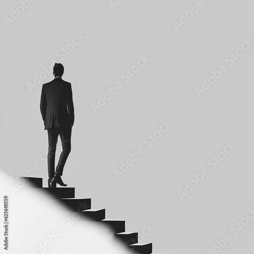 ai generated illustration businessman climbs the ladder