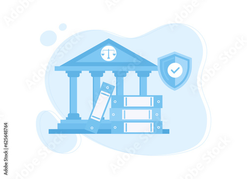 Vector graphics of courthouse with book folder concept flat illustration