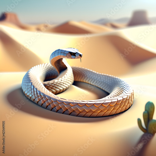 white snake in the desert Generative AI