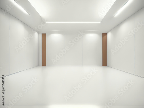 empty white big open industrial hall 3d render illustration