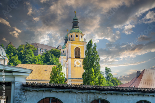 Ljubljana is the capital of Slovenia and a famous tourist destination in Europe. Ljubljana Cathedral or Church of Saint Nicholas  photo